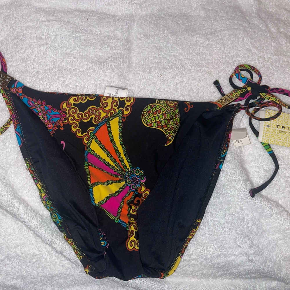 Trina Turk Black and Multicolor Bikini Bottom